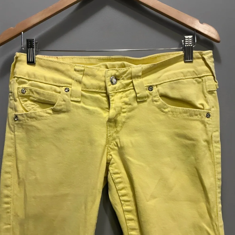 True Religion Joey "Disco" Yellow Twisted Inseam Jeans - Size 29 Y2k - Picture 5 of 9